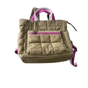 Universal Thread Mini Paxton Quilted Backpack – Olive Green With Pink Accents